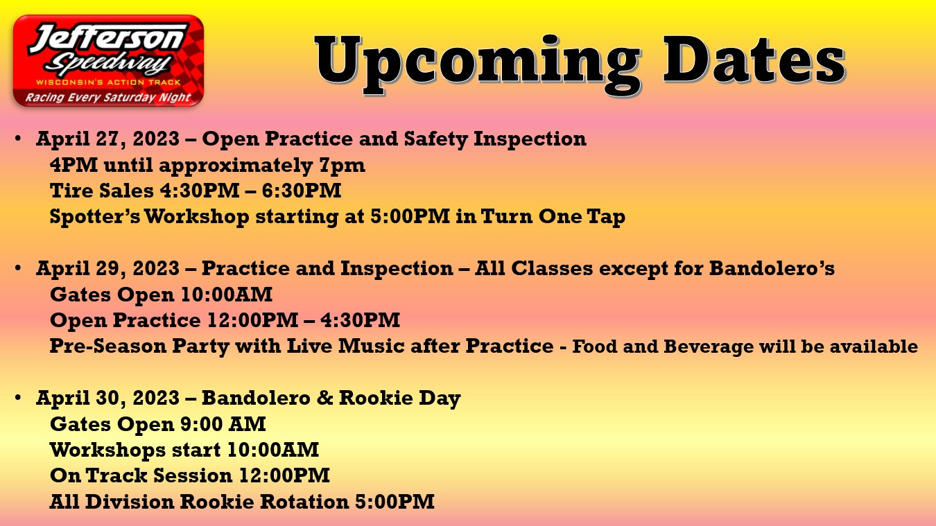 Upcoming Practice Info
